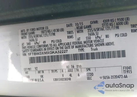 2016 Ford Transit-350 из США, поврежденный, VIN 1FTBW3XMXGKA32227